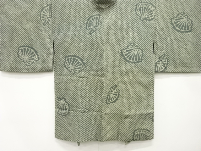 JAPANESE KIMONO / ANTIQUE HAORI / SILK / ALL SHIBORI / FOLDING FAN